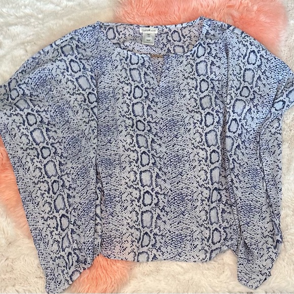 Just My Size 1X/2X Flowy Blue Snakeskin Top - Picture 1 of 3